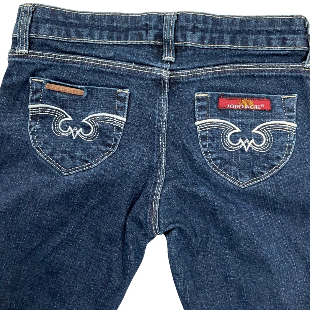 Jordache Jeans Womens 26 Dark Blue Slim Straight 80s Embroidered Horse USA VTG